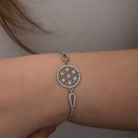 Gumush Yaşam Çiçeği Gümüş Bileklik