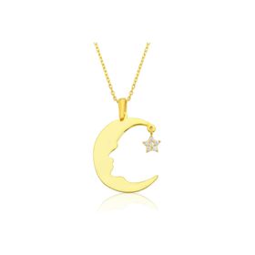 Gumush Zincirli Ay Yıldız Kadın Kolye