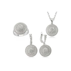 Gumush Zirkon Taşlı Altıgen Kadın Gümüş Set