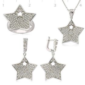Gumush Zirkon Taşlı Yıldız Kadın Gümüş Set