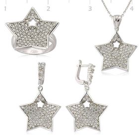 Gumush Zirkon Taşlı Yıldız Kadın Gümüş Set