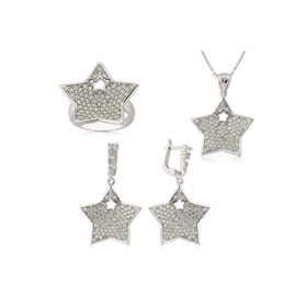 Gumush Zirkon Taşlı Yıldız Kadın Gümüş Set