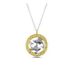 GumushT4933 Gümüş Gold Balık Burcu Kolye