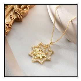 Gümüşistan 925 Ayar Çift Taraflı Lotus Çiçeği Dönence Gümüş Kolye