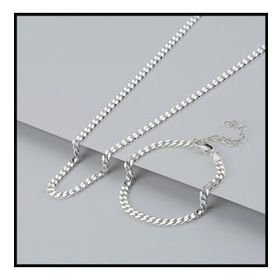 Gümüşistan 925 Ayar Gümüş Zincir Gümüş Kolye Bileklik Set