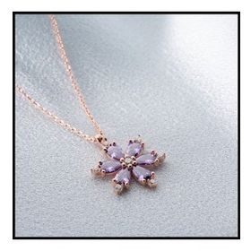 Gümüşistan 925 Ayar Mor Lotus Çiçeği Gümüş Kolye