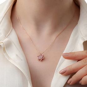Gümüşistan 925 Ayar Pembe Lotus Çiçeği Gümüş Kolye