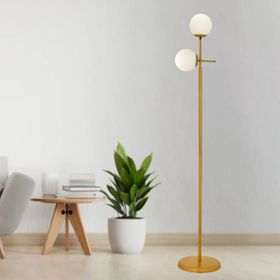Günay 2'li Gold Beyaz Camlı Modern Dekoratif Tasarım Oturma Odası Salon Lambader