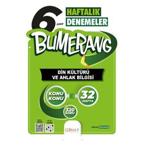 Günay Yayınları 6. Sınıf Bumerang 32 Haftalık Din Kültürü ve Ahlak Bilgisi Denemeleri
