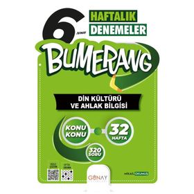 Günay Yayınları 6. Sınıf Bumerang 32 Haftalık Din Kültürü ve Ahlak Bilgisi Denemeleri
