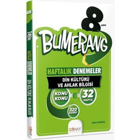 Günay Yayınları 8. Sınıf Bumerang 32 Haftalık Din Kültürü ve Ahlak Bilgisi Denemeleri