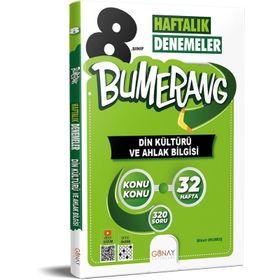 Günay Yayınları 8. Sınıf Bumerang 32 Haftalık Din Kültürü ve Ahlak Bilgisi Denemeleri