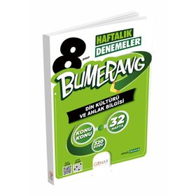Günay Yayınları 8. Sınıf Bumerang 32 Haftalık Din Kültürü ve Ahlak Bilgisi Denemeleri