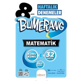Günay Yayınları 8. Sınıf Bumerang 32 Haftalık Matematik Denemeleri