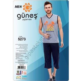 Güneş 5273 Sıfır Kollu Kaprili Erkek Pijama Takımı