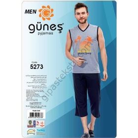 Güneş 5273 Sıfır Kollu Kaprili Erkek Pijama Takımı
