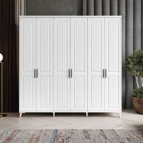 GuneyStore Adenna 6 Kapaklı Komple Mdf Beyaz Gardırop