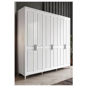 GuneyStore Adenna 6 Kapaklı Komple Mdf Beyaz Gardırop