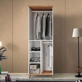 GuneyStore Bohem 2 Kapaklı Atlantik Çam Beyaz Gardırop