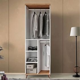 GuneyStore Bohem 2 Kapaklı Komple Mdf Atlantik Çam Beyaz Gardırop