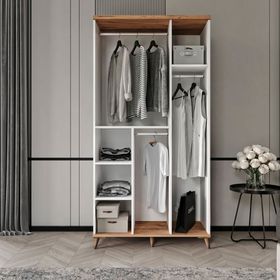 GuneyStore Bohem 3 Kapaklı Atlantik Çam Beyaz Gardırop