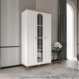 GuneyStore Bohem 3 Kapaklı Aynalı Komple MDF Gardırop