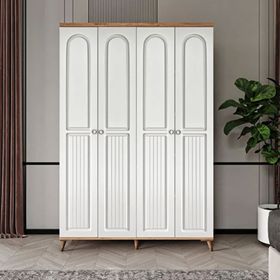 GuneyStore Bohem 4 Kapaklı Atlantik Çam Beyaz Gardırop
