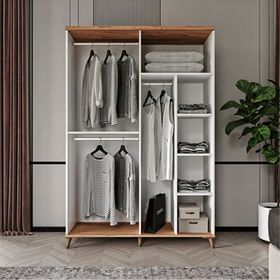 GuneyStore Bohem 4 Kapaklı Atlantik Çam Beyaz Gardırop