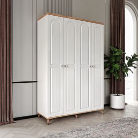 GuneyStore Bohem 4 Kapaklı Atlantik Çam Beyaz Gardırop