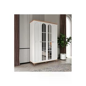 GuneyStore Bohem 4 Kapaklı Aynalı Komple MDF Gardırop