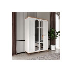 GuneyStore Bohem 4 Kapaklı Aynalı Komple MDF Gardırop
