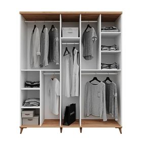 GuneyStore Bohem 5 Kapaklı Beyaz Atlantik Çam Gardırop