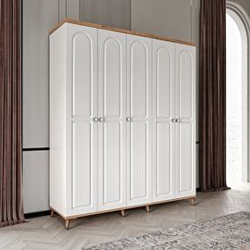 GuneyStore Bohem 5 Kapaklı Komple MDF Gardırop