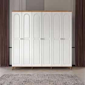 GuneyStore Bohem 6 Kapaklı Atlantik Çam Beyaz Gardırop