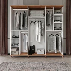 GuneyStore Bohem 6 Kapaklı Atlantik Çam Beyaz Gardırop