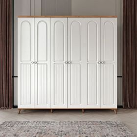 GuneyStore Bohem 6 Kapaklı Komple Mdf Atlantik Çam Beyaz Gardırop