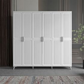 GuneyStore Efes 6 Kapaklı Beyaz Gardırop