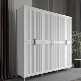 GuneyStore Efes 6 Kapaklı Komple Mdf Beyaz Gardırop