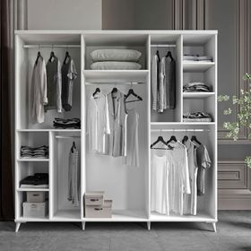 GuneyStore Efes 6 Kapaklı Komple Mdf Beyaz Gardırop