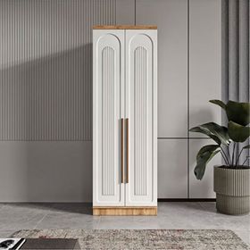 GuneyStore Flora 2 Kapaklı Atlantik Çam Beyaz Gardırop