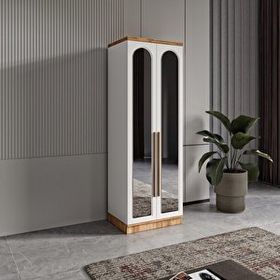 GuneyStore Flora 2 Kapaklı Aynalı Komple MDF Gardırop
