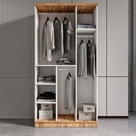 GuneyStore Flora 3 Kapaklı Atlantik Çam Beyaz Gardırop