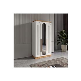 GuneyStore Flora 3 Kapaklı Komple MDF Aynalı Gardırop