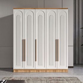 GuneyStore Flora 5 Kapaklı Beyaz Gardırop