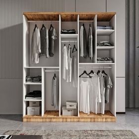 GuneyStore Flora 5 Kapaklı Beyaz Gardırop
