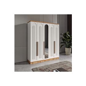 GuneyStore Flora 5 Kapaklı Komple MDF Aynalı Gardırop