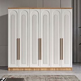 GuneyStore Flora 6 Kapaklı Atlantik Çam Beyaz Gardırop