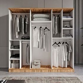 GuneyStore Flora 6 Kapaklı Atlantik Çam Beyaz Gardırop