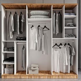 GuneyStore Flora 6 Kapaklı Aynalı Komple Mdf Gardırop
