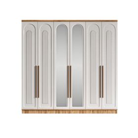 GuneyStore Flora 6 Kapaklı Aynalı Komple Mdf Gardırop